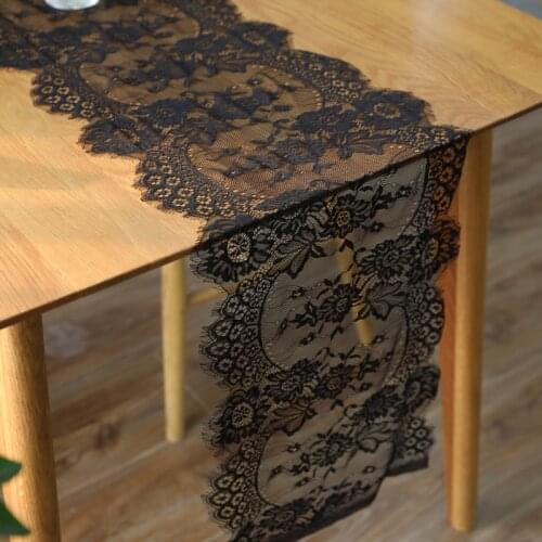 1Pcs Lace Table Runner White Floral Tables chairs Banquet Wedding decoration christmas day party Chair yarn Table Decoration