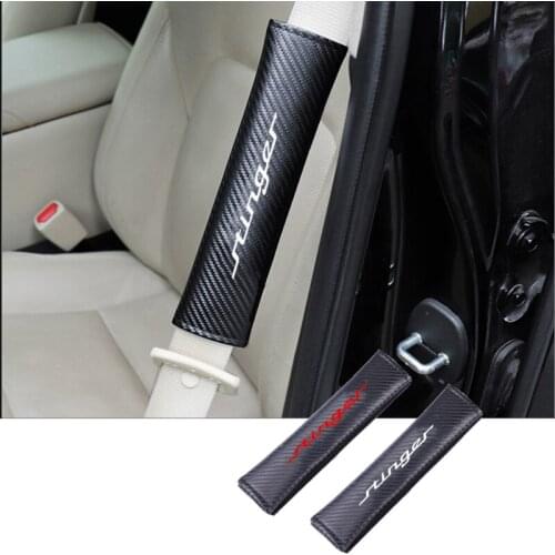 2Pcs PU Leather Carbon fiber texture Safety belt for cars Shoulder Protection pad Car Seat Belt Cover for KIA Stinger