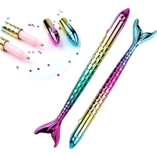 2 Pcs Point Drill Pen Resin/Plastic Crystal Diamond Painting Sewing Tool DIY Crafts Nail Art Mermaid