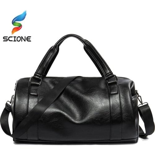 Hot Top Quality Men Classic Soft PU Sports Gym Bags Cylindrical Training Bag Designer Shoulder Outdoor Travel HandBag