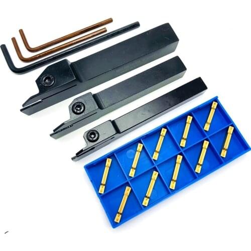 3PCS MGEHR1010-2 MGEHR1212-2 MGEHR1616-2 metal turning tool holder CNC tool holder + 10PCS MGMN200 grooving turning tools