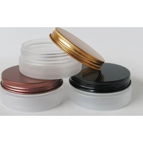 30PCS/LOT 80G Clear Frost Hair Care Cream Jar with Black Gold Bronze Lids, 80ML Hand Cream Container