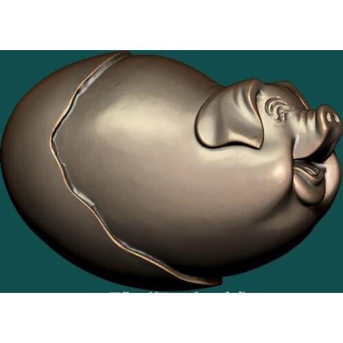 3d model relief for cnc in STL file format Cute pig