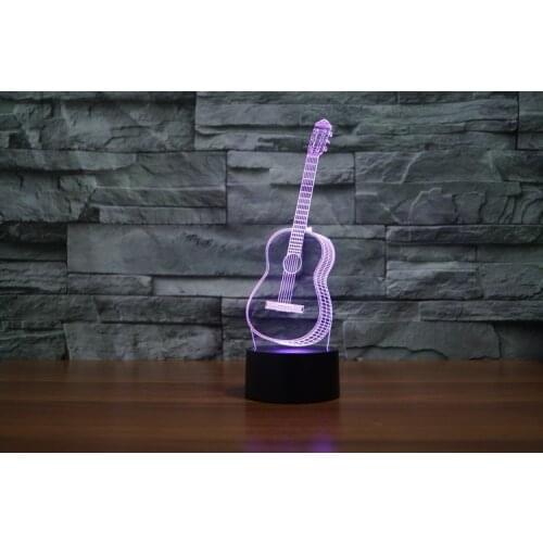 3D LED Night Light Ukulele Guitar Action Figure 7 Colors Touch Optical Illusion Table Lamp Home Decoration Model