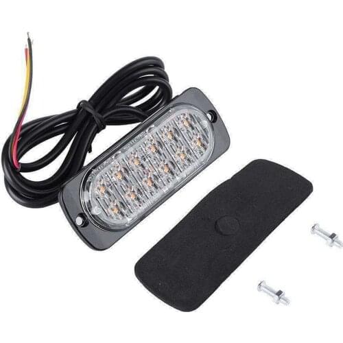 4pcs 12 Strobe Led Amber Hazard Beacon Emergency Flashing Side Marker Light Bars Turn Signal Light Brake Light