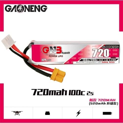 5PCS GNB 720mAh 7.6V 2S 100C HV XT30 Plug Lipo Battery Connector for RC FPV Racing Drone Whoop Frame Kit Tinywhoop Spare Parts