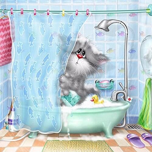 Full Square Diamond 5D DIY Diamond Painting "Bathing Shy Cat" Embroidery Cross Stitch Rhinestone Mosaic Painting Home Decor KBL