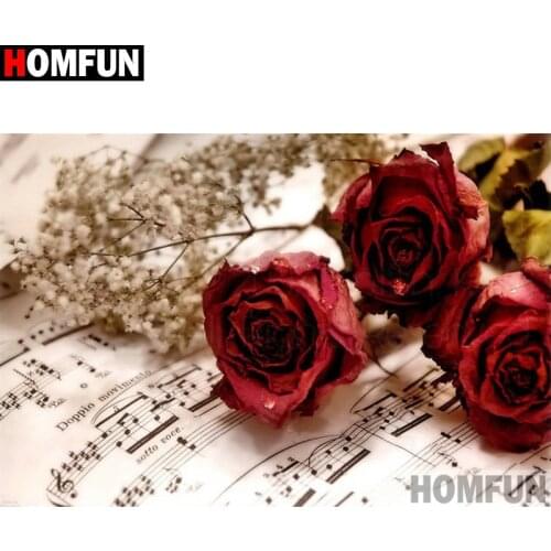 HOMFUN 5D DIY Diamond Embroidery Full Display "Flower Piano score" Diamond Painting Square/Round Rhinestones Decor Art A27203
