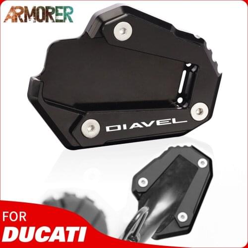 Motorcycle CNC Aluminum Kickstand Parking Extension Plate Side Stand Enlarger Pad Accessories For Ducati Diavel 1260 2019 2020