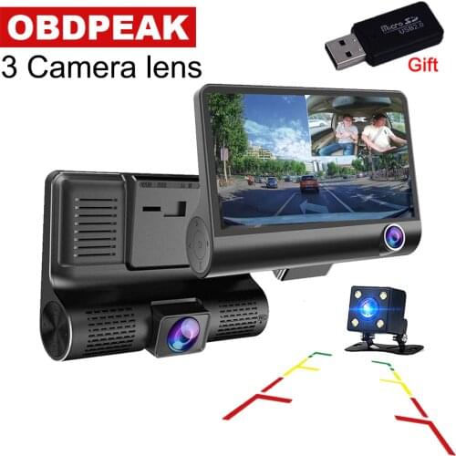Car DVR 4.0 Inch 3 Cameras Lens Dash Camera Dual Lens With Rear View Video Recorder Auto Registrator Dvrs 3 Way Dash Cam