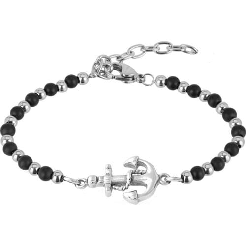 Runda Fashion Anchor Bracelet for Mens Stainless Steel Bracelets Jewelry