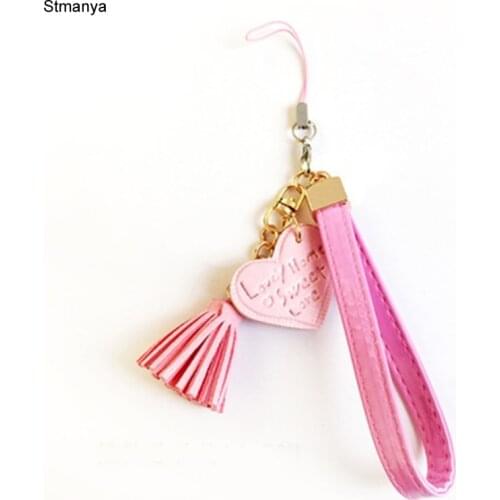 Fashion Key Chain hand rope Letter Love shape Tassels phone shell Pendant Bag Charm Accessories Car Key Ring Gift jewelry K1614
