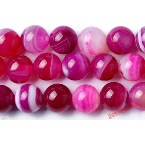 DIY accessories crystal jewelry natural agatee semi-finished products rose red stripe loose beads separated beads 4 6 8 10 12mm