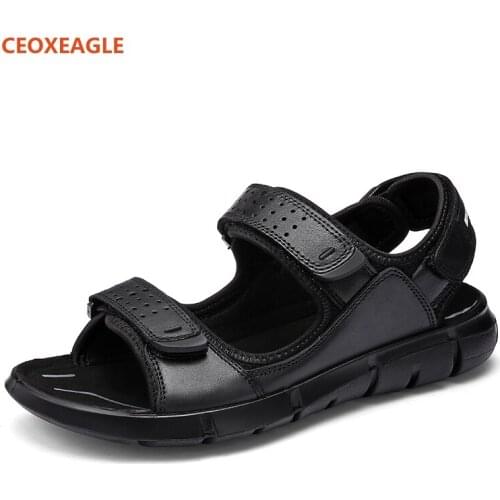 CEOXEAGLE Brand Classic Men Genuine Leather Sandals Soft Comfortable Man Summer Shoes Roman Style Beach Sandals Big Sizes 35-44