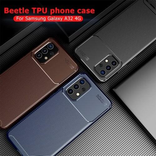 Carbon fiber phone covers case for samsung galaxy a32 galaxya32 a 32 4g 20215g tpu soft silicone shockproof bumper cases coque