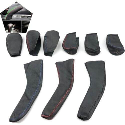 Car Gear Handbrake Genuine Leather Covers Case For Mitsubishi ASX Outlander Lancer Colt Eclipse Grandis FORTIS Zinger Mirage