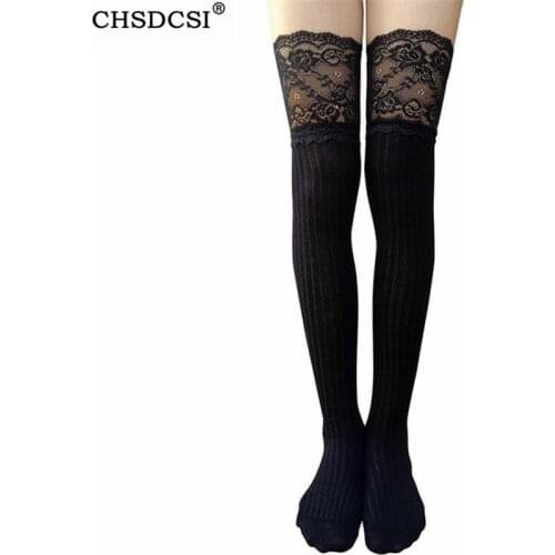 CHSDCSI Striped Long Stockings For Girls College Fashion Hot Thigh High Socks Sexy Warm Cotton Students Over The Knee Socks