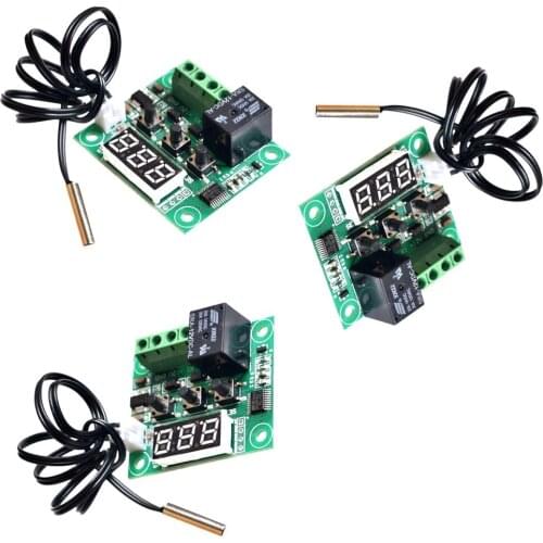 3pcs 12V DC Digital Cooling/Heating Thermostat Temp Control Temperature Controller 10A Relay Module with Waterproof Sensor Probe