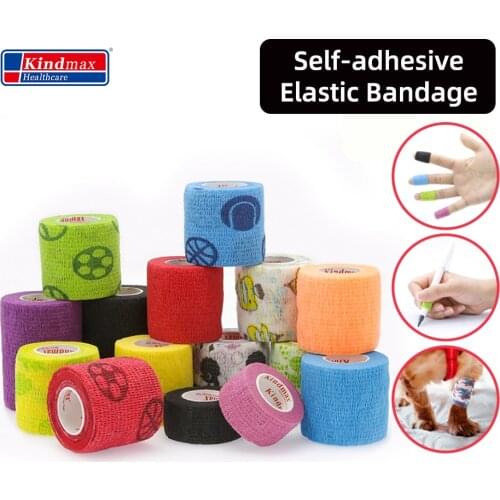 Kindmax Healthcare Colored Non-woven Self Adherent Elastic Bandage For Foot Finger Ankle Arm Injury Wrap Tape Rolls for Pets