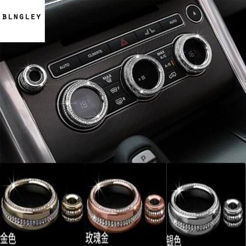 1lot metal and Artificial Crystal air conditioning speaker A knob decoration cover for 2014-2017 Land Rover RANGE ROVER sport