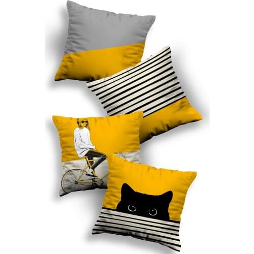 Home Özel Tasarım Dekoratif Kırlent Kılıfı 4lü