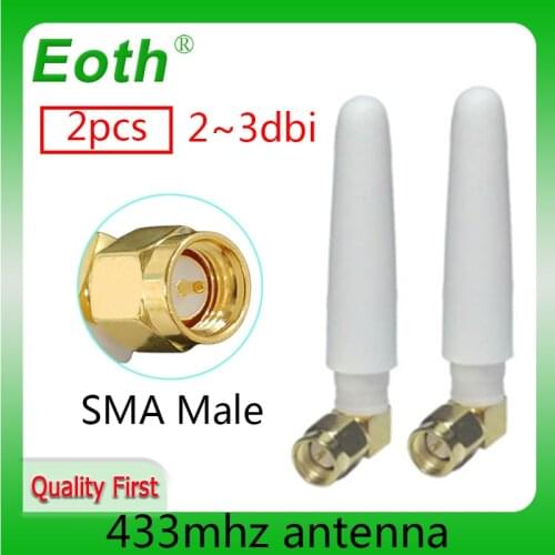 2pcs 433MHz Antenna 2.5dbi SMA Male Connector 433 mhz directional antena waterproof antenne for Lorawan watermeter Gasmeter 433m