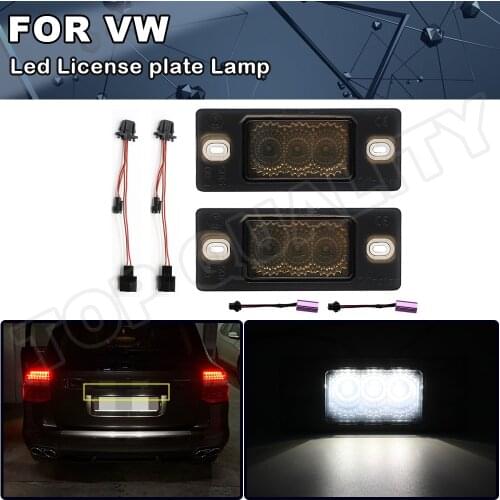 2PCS White LED License Number Plate Light Lamps For Volkswagen VW Touareg 2003-2010 Tiguan Golf 5 Passat Canbus No Error