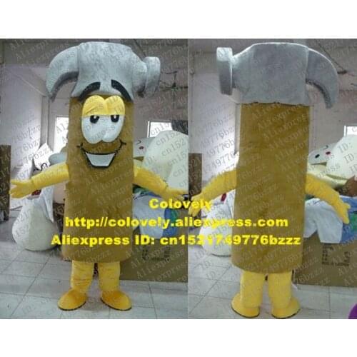 Brown Framing Hammer Head Hammerhead Tool Implement Appliance Mascot Costume Adult Gray Hair Half Closing Eyes No.4680