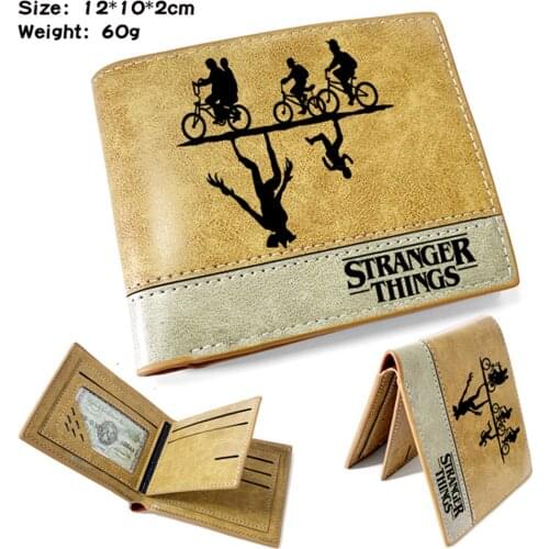 Anime Stranger Things PU Wallet Casual Mens Bifold Teenager New Short Leather Photo Credit Note Cards Holder Purses Hot