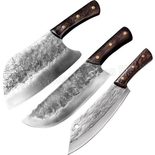 Hand-forged stainless steel butcher knife chopping knife meat cleaver kitchen kitchen knife slicing knife cooking knife