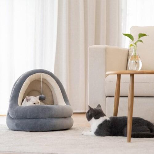 Soft Nest Kennel Bed Cave House Sleeping Bag Mat Pad Tent Pet bed for Cats Dogs Pets Winter Warm Cozy Beds 2 Size