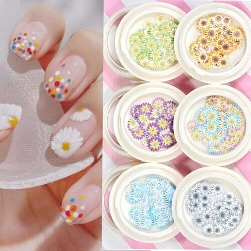 Manicure Nail Sequins Wood Pulp Simulation Maple Leaf Butterfly Flowers Nail Art DIY 3D Daisy Nail Stickers Decals 6box/set