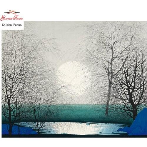 Golden Panno,Needlework,DIY DMC Cross stitch,Sets For Embroidery kit 14ct unprinted Down the sun Cross-Stitching,christmas1227