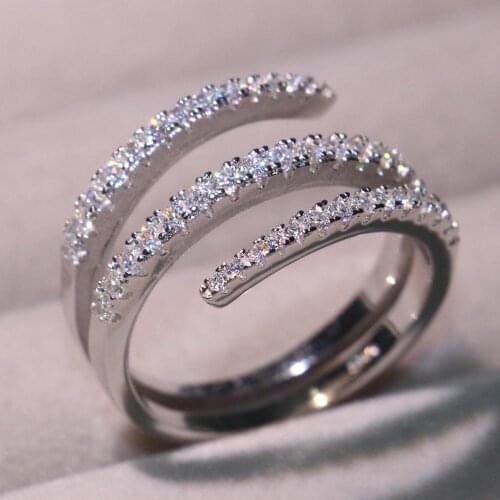 New Stunning Fashion Jewelry Pure 100% 925 Sterling Silver AAA CZ Pave Zirconia Women Wedding Ring Gift Never Fade