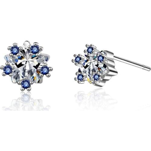 New Geometric Blue Zircon Star Stud Earrings For Women Trend Creative Party Gift Jewelry Accessories SAE365