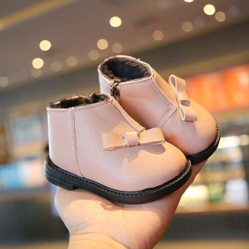 Baby Girls Boots Winter Cotton Shoes for Girls 0-2 Years Old Toddler Shoes Kids Plush Cotton Warm Leather Princess Boots