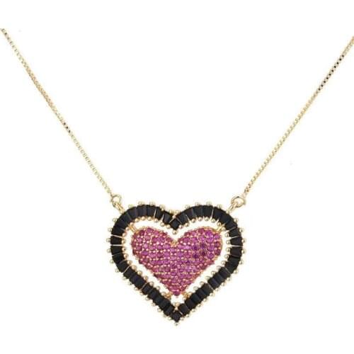 Hibride Big Heart Design Necklace for Women Gold Color Chain Love Necklace Pendant Womens Fashion Jewelry CZ Colar Feminin P20