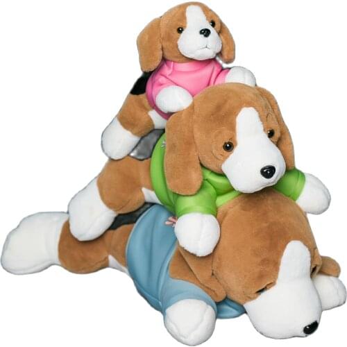 Simulation Dressing Beagles Dog Plush Toy Stuffed Lifelike Animals Beagles Hug Throw Pillow for Boy Birthday Gift Real Dog Touch