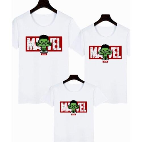 Famliy Look Casual Harajuku Fashion Adult Unisex T-shirt Bruce Banner Hulk Print Loose Baby Girl Boy Children Tee Shirt