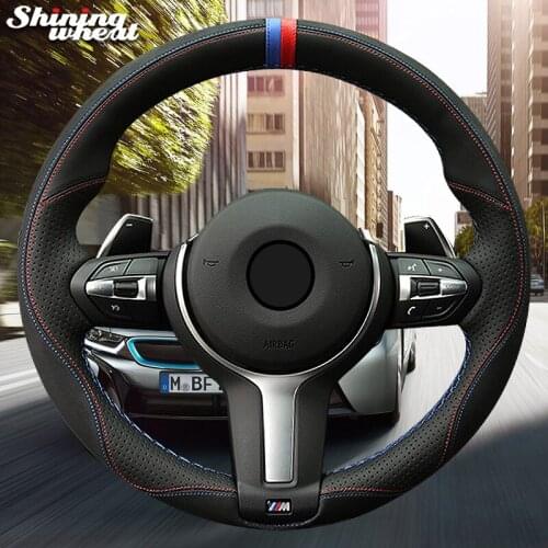 BANNIS Black Suede Leather Car Steering Wheel Cover for BMW F87 M2 F80 M3 F82 M4 M5 F12 F13 M6 F85 X5 M F86 X6 M F33 F30