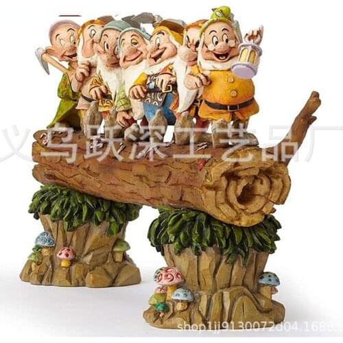 Seven Dwarf Trees Dwarf Cross The Single-plank Bridge Garden Decoration Dwarf Resin Statue Courtyard Tree Resin Ornaments