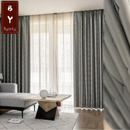 Modern Minimalist Nordic Curtains, Light Luxury, High Precision Jacquard Shading Custom Curtains for Living Dining Room Bedroom