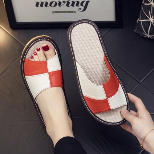 Light Luxury Genuine Leather Sheepskin Womens Slippers PVC Rubber Sole Non-Slip Summer Shoes comfortable Soft Couple Sandals