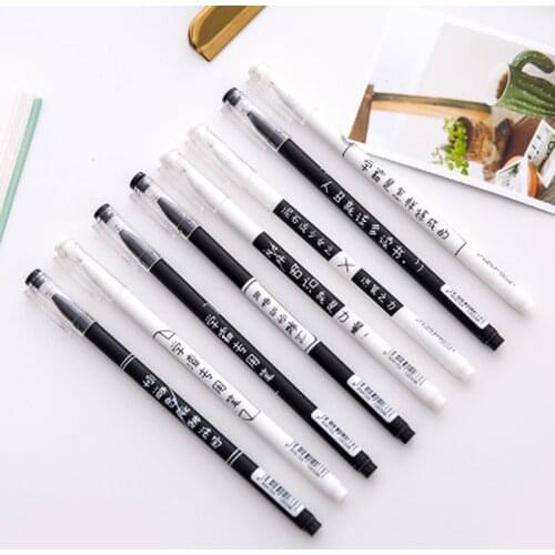 Text Gel Pen 0.38mm Novelty Students Gel Pens Stationery Black Kawaii Pens Cartoon Signing Pen Kawaii School Supplies