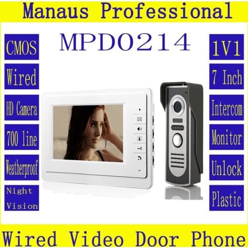 HighQuality Professional SmartHome 7 Inch TFT LCD Screen Video Intercom Phone,One to One Video Doorphone Kit Configuration D214a