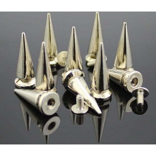 10pcs 10*26mm Silver Cool Bullet studs and spikes for clothes for Clothing Punk With Rivets Cone DIY Garment Rivets