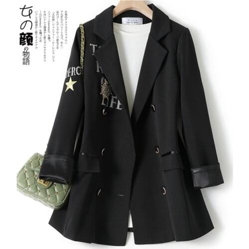 2021spring autumn new small suit women coat Korean version design niche sense loose personality embroidery fashion casual tops47