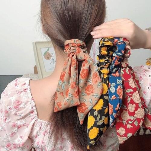 2021 Bowknot Head Rope Womens Silk Scarf Streamer Tying Hair Tying Hair Circle Headdress