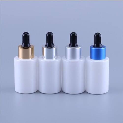 300pcs 30ml Flat Shoulder Dropper Bottle For Perfume Essential Oils Liquid Empty Pearl White Deodorant Makeup Containers Bottles