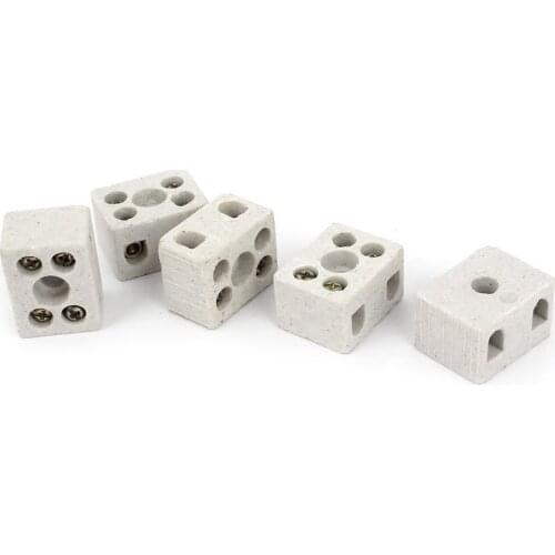 5 Pcs 2 Way 5 Hole 2W5H Ceramic Terminal Block Wire Connector 5A Dropshipping